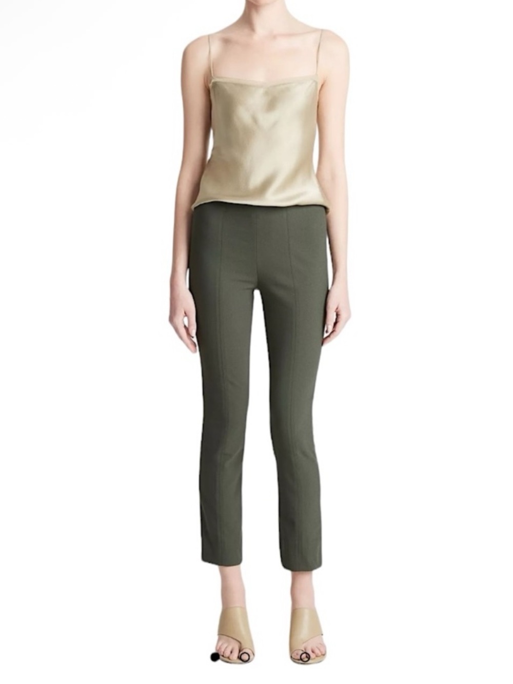 VINCE Stitch Front Seam Ponte Leggings Green